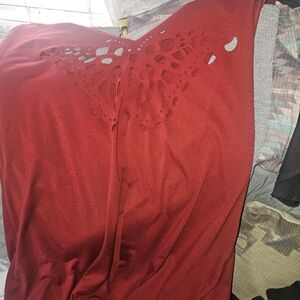 Red Butterfly Cutout Top
